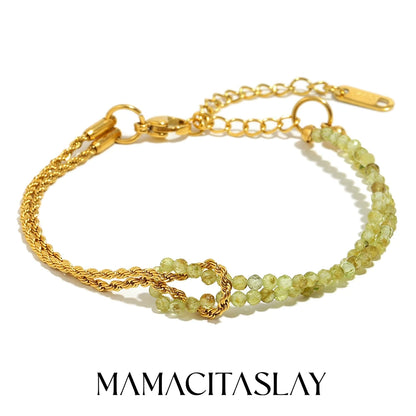 MamacitaSlay 316L Stainless Steel Natural Stone Handmade Asymmetric Bracelet Party Waterproof Jewelry Women's Charm Bracelet