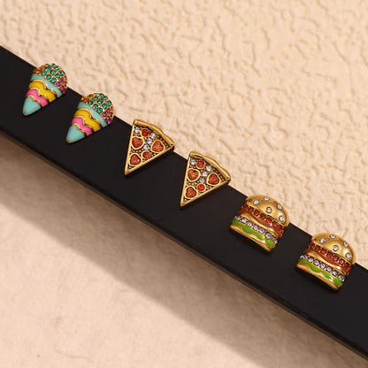MamacitaSlay Sweet colorful enamel sandwich pizza ice cream sparkling Women's earrings gold plated Jewelry Woman accesories
