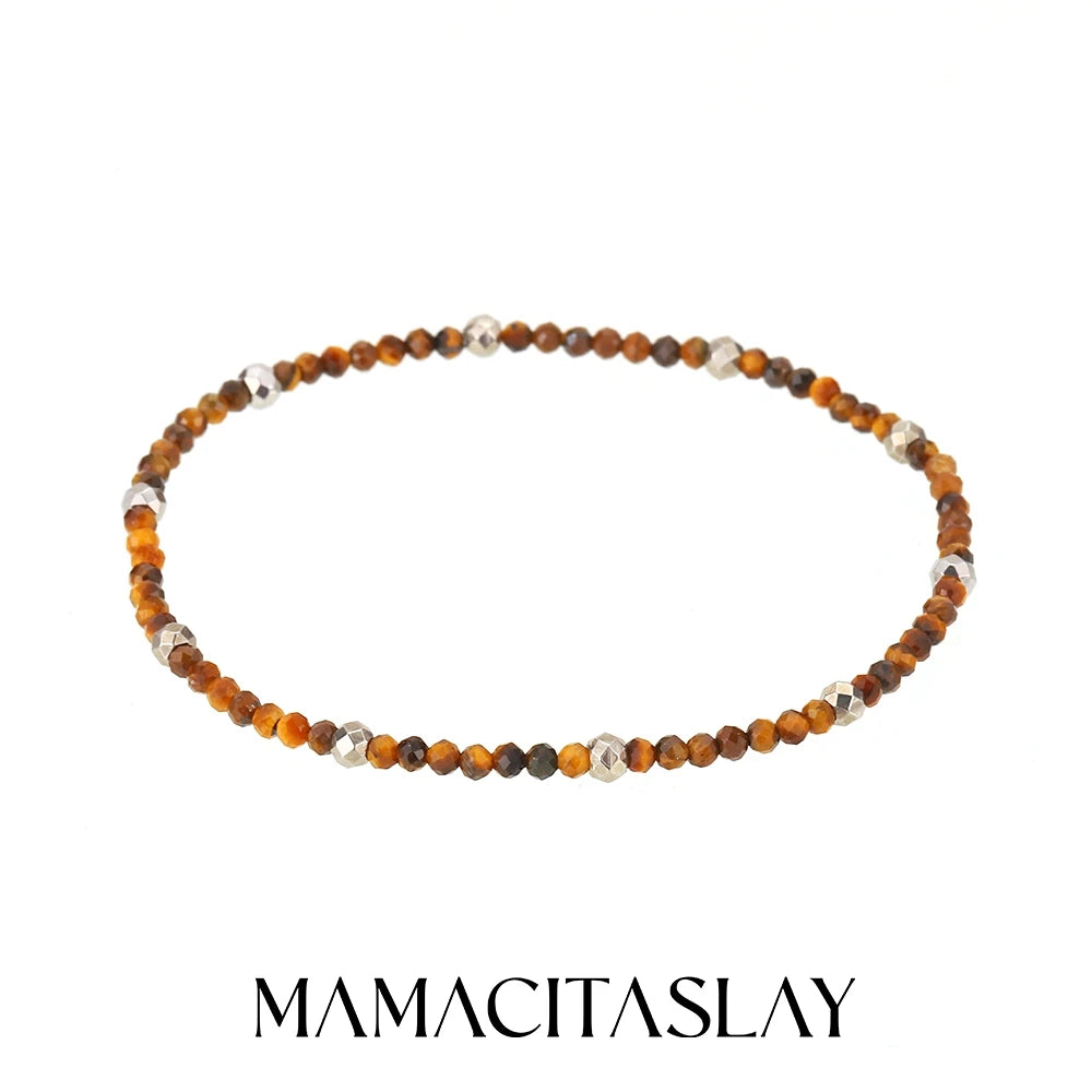 MamacitaSlay 316L Stainless Steel Natural Stone Necklace Elastic Rope Bracelet Handmade Waterproof Jewelry Women's Classic Gift