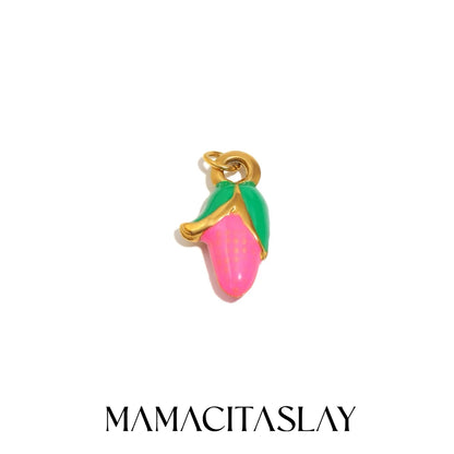 MamacitaSlay Stainless Steel Resin Tropical Fruit Charms Earrings Necklace Bracelet DIY Accessories Women's Waterproof Pendant