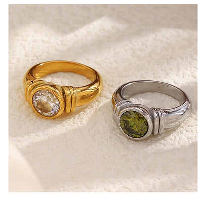 MamacitaSlay 316L Stainless Steel Zircon Irregular Ring 18K Gold Plated Waterproof Jewelry Women's Classic Ring High Quality