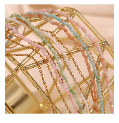 Mamacitaslay 316L Stainless Steel Natural Stone Beaded Thin Chain Bracelet Anklet Waterproof Everyday Jewelry For Women Gift