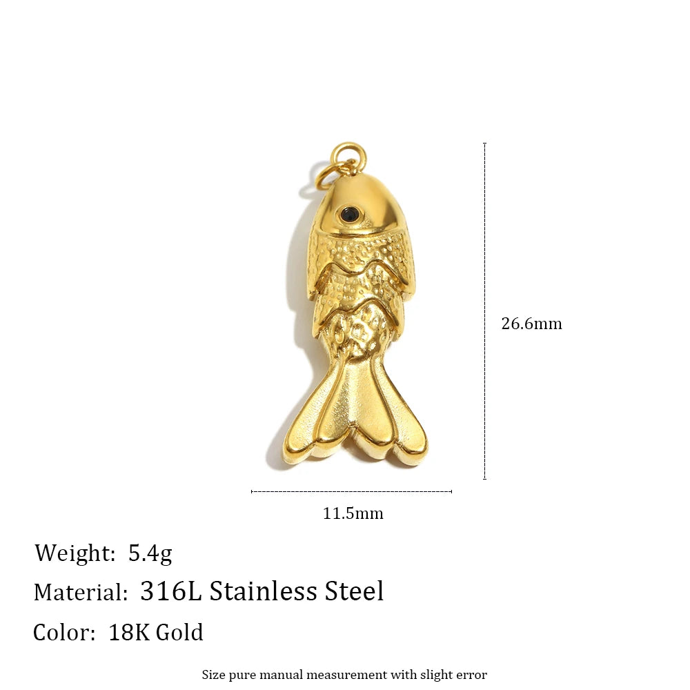 MamacitaSlay 316L Stainless Steel Enamel Ocean Style Fish Charms Earrings Necklace Bracelet DIY Pendant Women's Handmade Gift