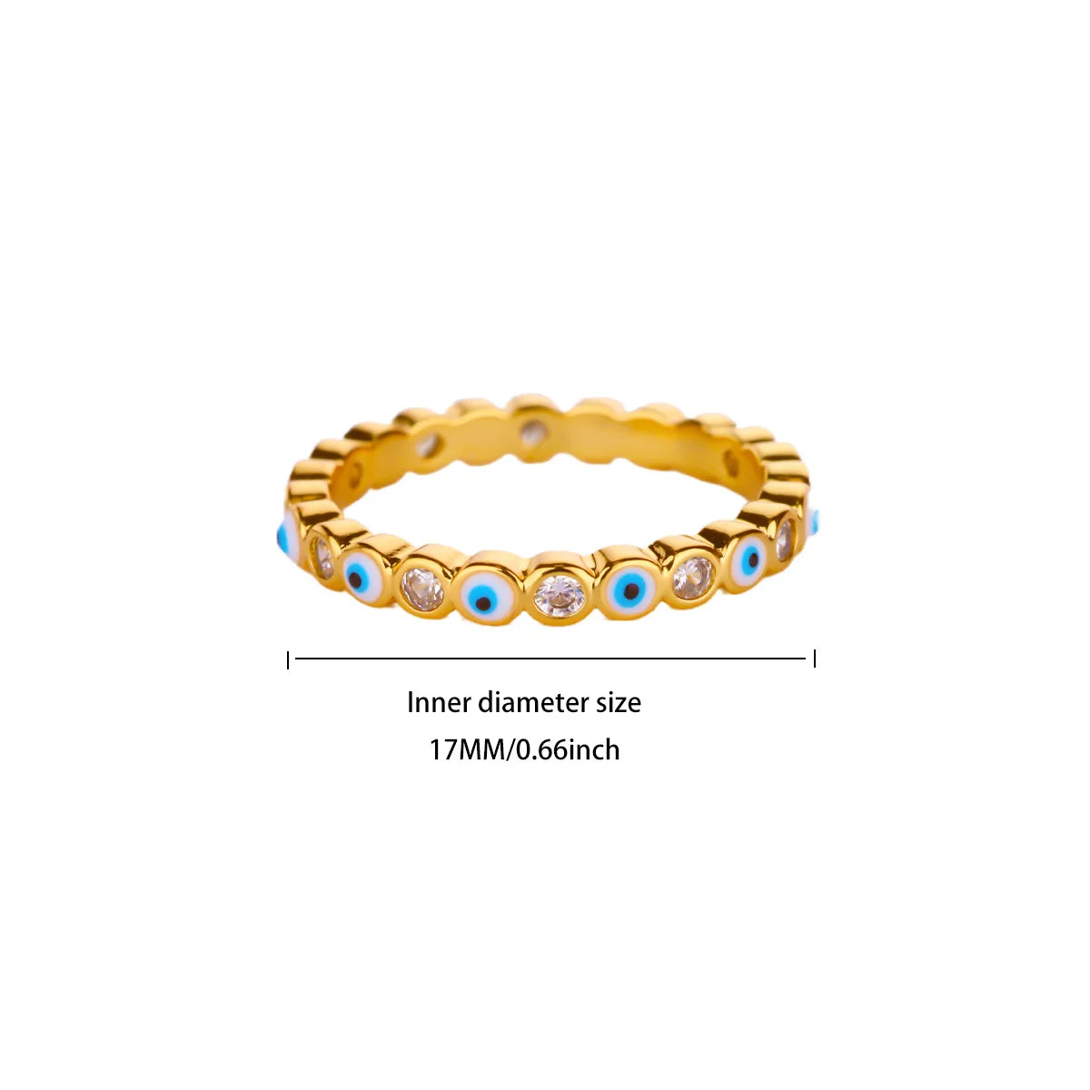 Stainless Steel Evil Eye Finger Ring Lucky Aesthetic Turkish Waterproof