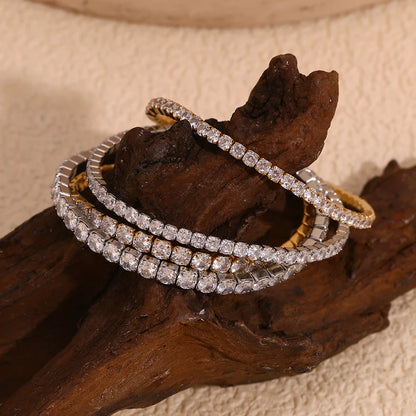 MamacitaSlay Classic Stainless Steel Zircon Fine Edge Bracelet Banquet Luxury Waterproof Jewelry Women's Elegant Simple Jewelry