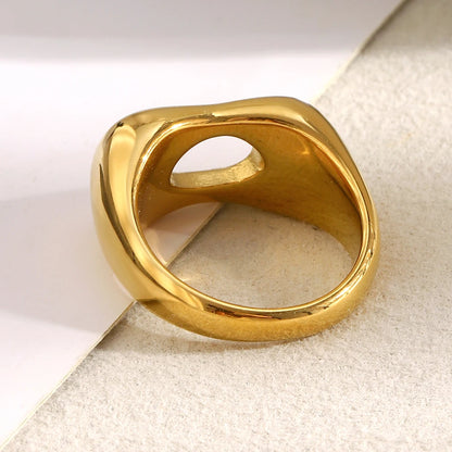 MamacitaSlay Minimalist 316L Stainless Steel Irregular Hollow Out Ring 18K Gold Plated Waterproof Jewelry For Women Daily Wear