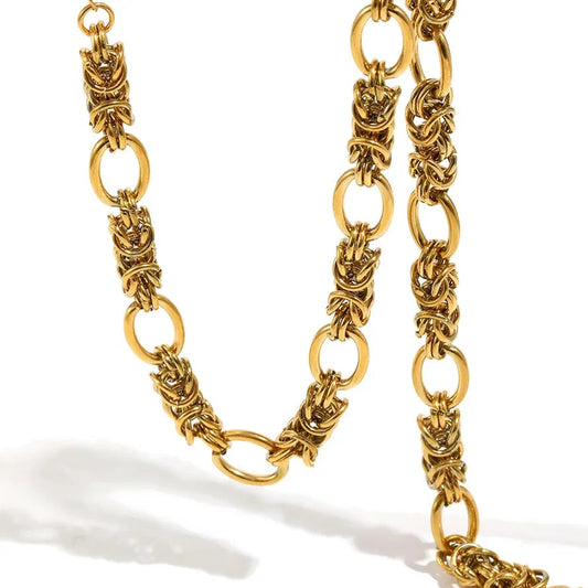Inner Ziva Nexus™ 316L Stainless Steel Waterproof Chain Link Necklace | 18K Gold PVD Plated Hypoallergenic Minimalist Jewelry