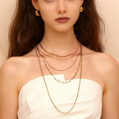 MamacitaSlay Water Wave Chain Snake Chain Women's 316L Stainless Steel Necklace Bracelets Belly Chain Various Styles Jewelry