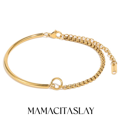 MamacitaSlay 316L Stainless Steel Mixed Color Asymmetric Bracelet 18K Gold Plated Waterproof Wrist Jewelry Women's Bracelet Gift