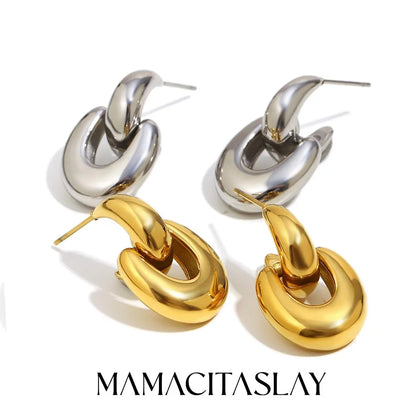 MamacitaSlay 316L Stainless Steel Geometric Earrings Waterproof 18K Gold Plated Jewelry Women's Minimalist Earrings Cute Gifts