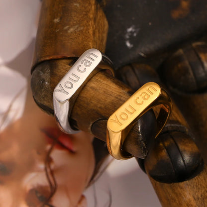 MamacitaSlay New Design Letters "You Can "rings 2025 New Trend Women's 316L Stainless Steel Jewelry Waterproof Statement Ring