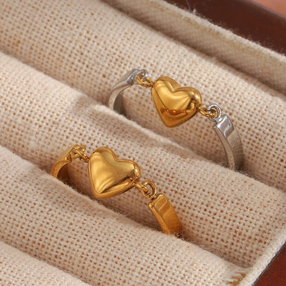 MamacitaSlay 316L Stainless Steel Two Tone Heart Ring Party Waterproof Jewelry Women's Unique Cool Charm Ring 2025 Trend Gift