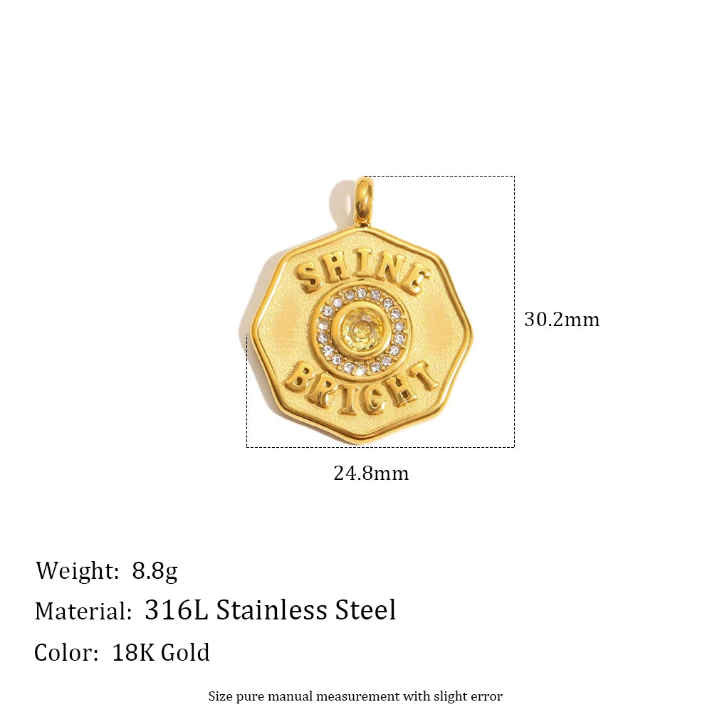 MamacitaSlay 316L Stainless Steel Zircon Star Portrait Letter Charms Necklace Earrings Bracelet DIY Accessories Women's Ornament