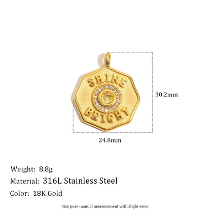 MamacitaSlay 316L Stainless Steel Zircon Star Portrait Letter Charms Necklace Earrings Bracelet DIY Accessories Women's Ornament