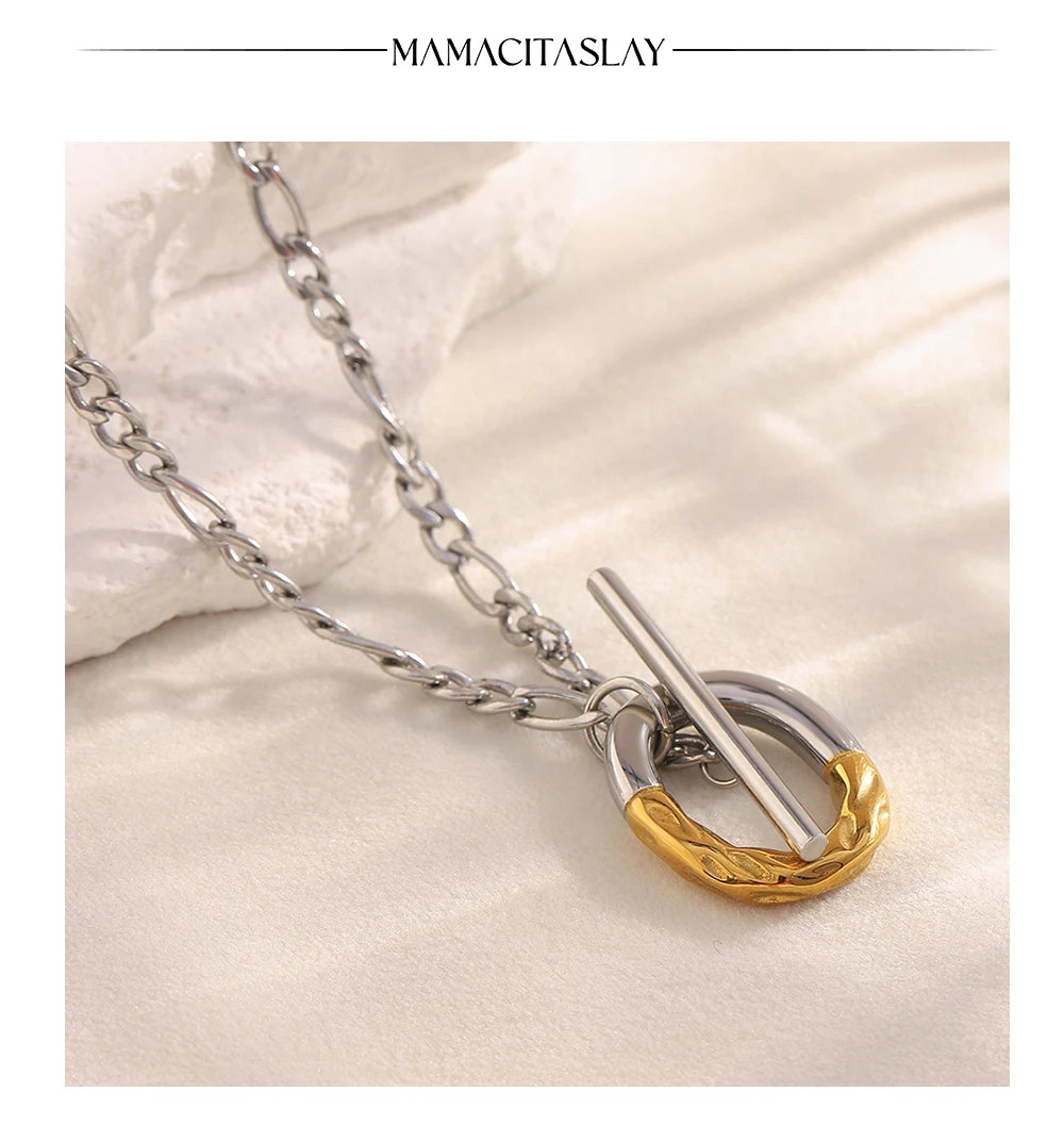 MamacitaSlay Unique 316L Stainless Steel OT Buckle Necklace Party Creative Waterproof Jewelry Unisex Charm Gift High Quality
