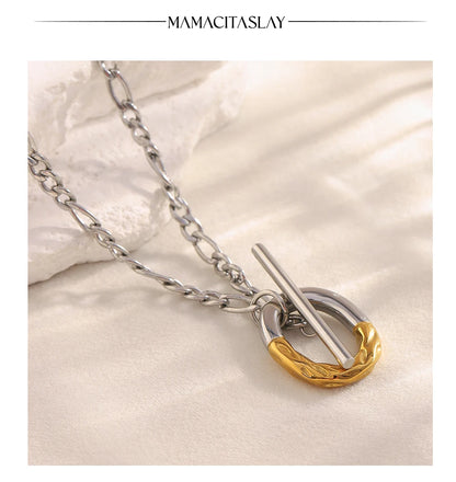 MamacitaSlay Unique 316L Stainless Steel OT Buckle Necklace Party Creative Waterproof Jewelry Unisex Charm Gift High Quality