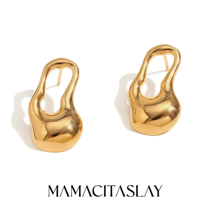 MamacitaSlay Newly design Irregular Pin gold plated earrings for women stainless steel jewelry Waterproof titanium earrings