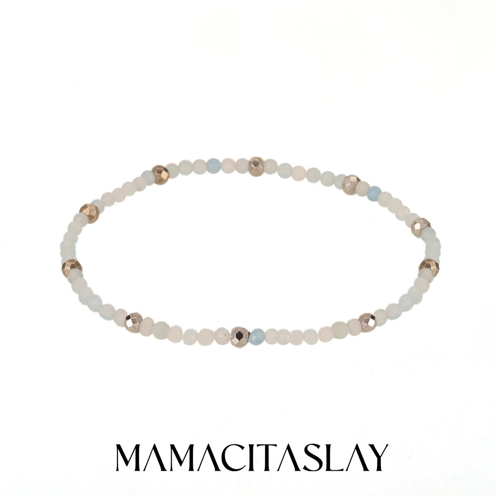 MamacitaSlay 316L Stainless Steel Natural Stone Necklace Elastic Rope Bracelet Handmade Waterproof Jewelry Women's Classic Gift