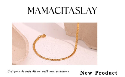 MamacitaSlay 316L Stainless Steel Encrypted NK Chain Bracelet 18K Gold Plated Minimalist Waterproof Jewelry For Women Daily Wear