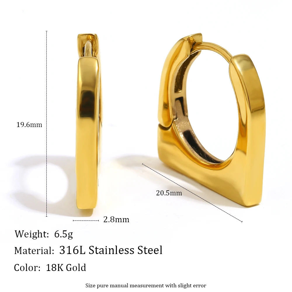 MamacitaSlay 316L Stainless Steel Square Hoop Earrings Party Classic Jewelry Women's Minimalist Statement Earrings High Quality