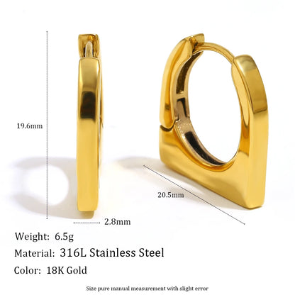 MamacitaSlay 316L Stainless Steel Square Hoop Earrings Party Classic Jewelry Women's Minimalist Statement Earrings High Quality