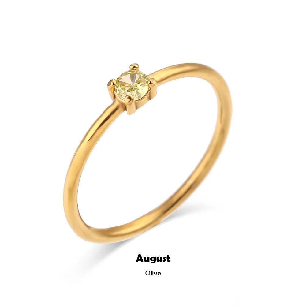 MamacitaSlay Stainless Steel Ring Thin Strip White Zircon Ring Glamorous Women's Classic Waterproof Jewelry High Quality Gifts