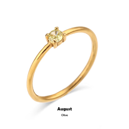 MamacitaSlay Stainless Steel Ring Thin Strip White Zircon Ring Glamorous Women's Classic Waterproof Jewelry High Quality Gifts