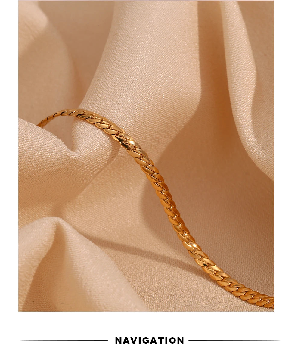 MamacitaSlay 316L Stainless Steel Encrypted NK Chain Bracelet 18K Gold Plated Minimalist Waterproof Jewelry For Women Daily Wear