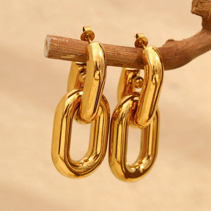MamacitaSlay Classic 18K Gold Plated Stainless Steel Geometric Earrings Party Minimalist Waterproof Jewelry Women's Charm Gift