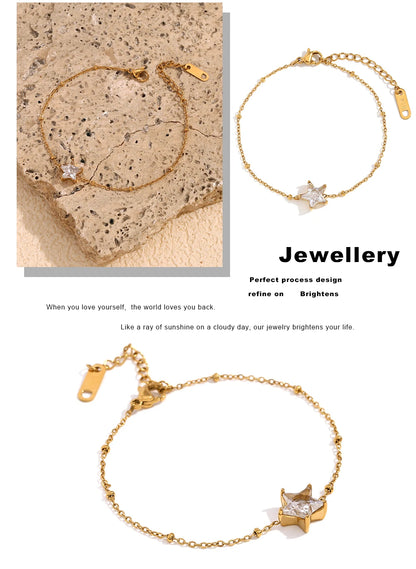 MamacitaSlay Elegant Sparking Star Thin Chain bracelets Tarnish Free Watewrproof stainless steel bracelet Trendy jewelry women