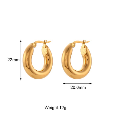 MamacitaSlay Minimalist 18K Gold Plated 316L Stainless Steel Different Sizes Hoop Earrings Waterproof Party Jewelry for Women