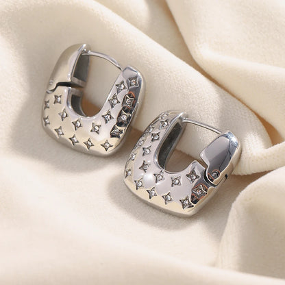 MamacitaSlay 316L Stainless Steel Zircon Star Square Hoop Earrings 18K Gold Plated Waterproof Jewelry For Women Gift Daily Wear