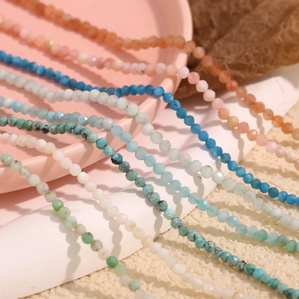 MamacitaSlay Simple 316L Stainless Steel Natural Stone Bead Necklace Waterproof Neck Jewelry Women's Elegant Statement Necklace