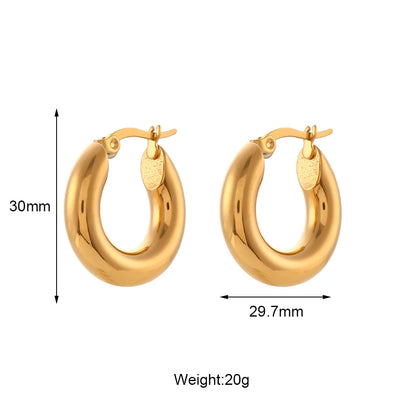 MamacitaSlay Minimalist 18K Gold Plated 316L Stainless Steel Different Sizes Hoop Earrings Waterproof Party Jewelry for Women