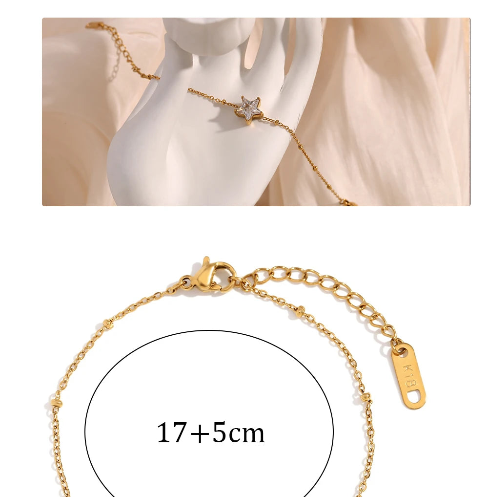 MamacitaSlay Elegant Sparking Star Thin Chain bracelets Tarnish Free Watewrproof stainless steel bracelet Trendy jewelry women