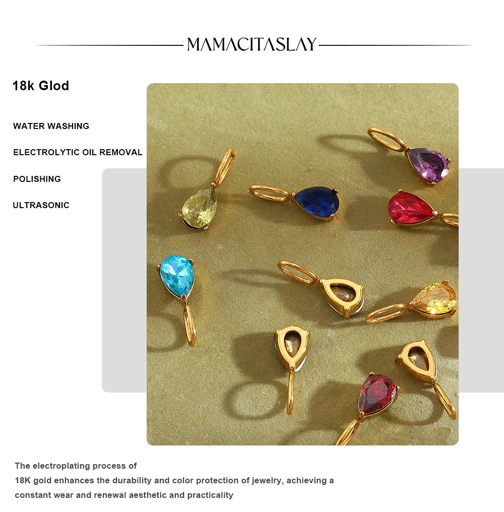 MamacitaSlay 316L Stainless Steel Zircon December Birthstone Charms Earrings Necklaces Bracelets DIY Pendant Waterproof Jewelry