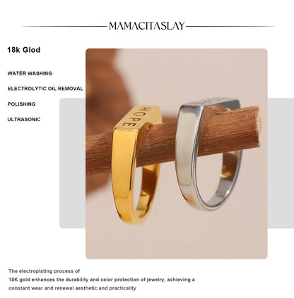 MamacitaSlay 316L Stainless Steel "HOPE" Letter Ring Party Waterproof Jewelry Women's Classic Charm Ring 2025 New Trend Gift