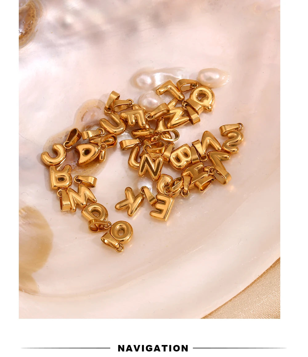 MamacitaSlay Stylish Mini Gold Plated Waterproof 26 Initial Letters Jewelry Pendants Diy Charms For Jewelry Making Dily Jewelry