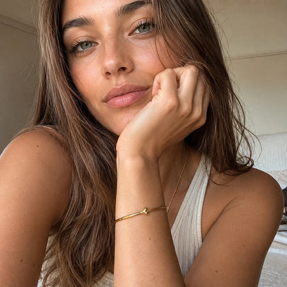 Mamacitaslay 316L Stainless Steel Heart Thin Bracelet Minimalist 18K Gold Plated Waterproof Jewelry Daily Dating Gifts Women