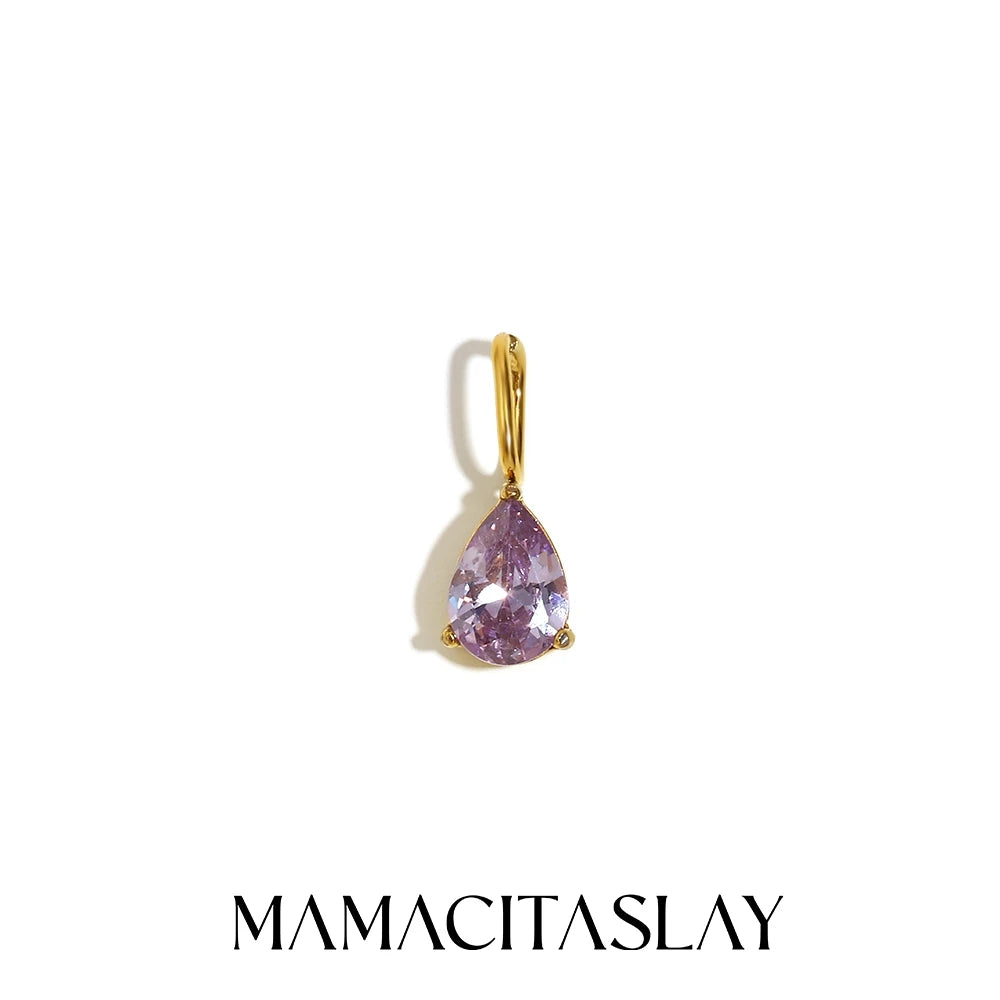 MamacitaSlay 316L Stainless Steel Zircon December Birthstone Charms Earrings Necklaces Bracelets DIY Pendant Waterproof Jewelry