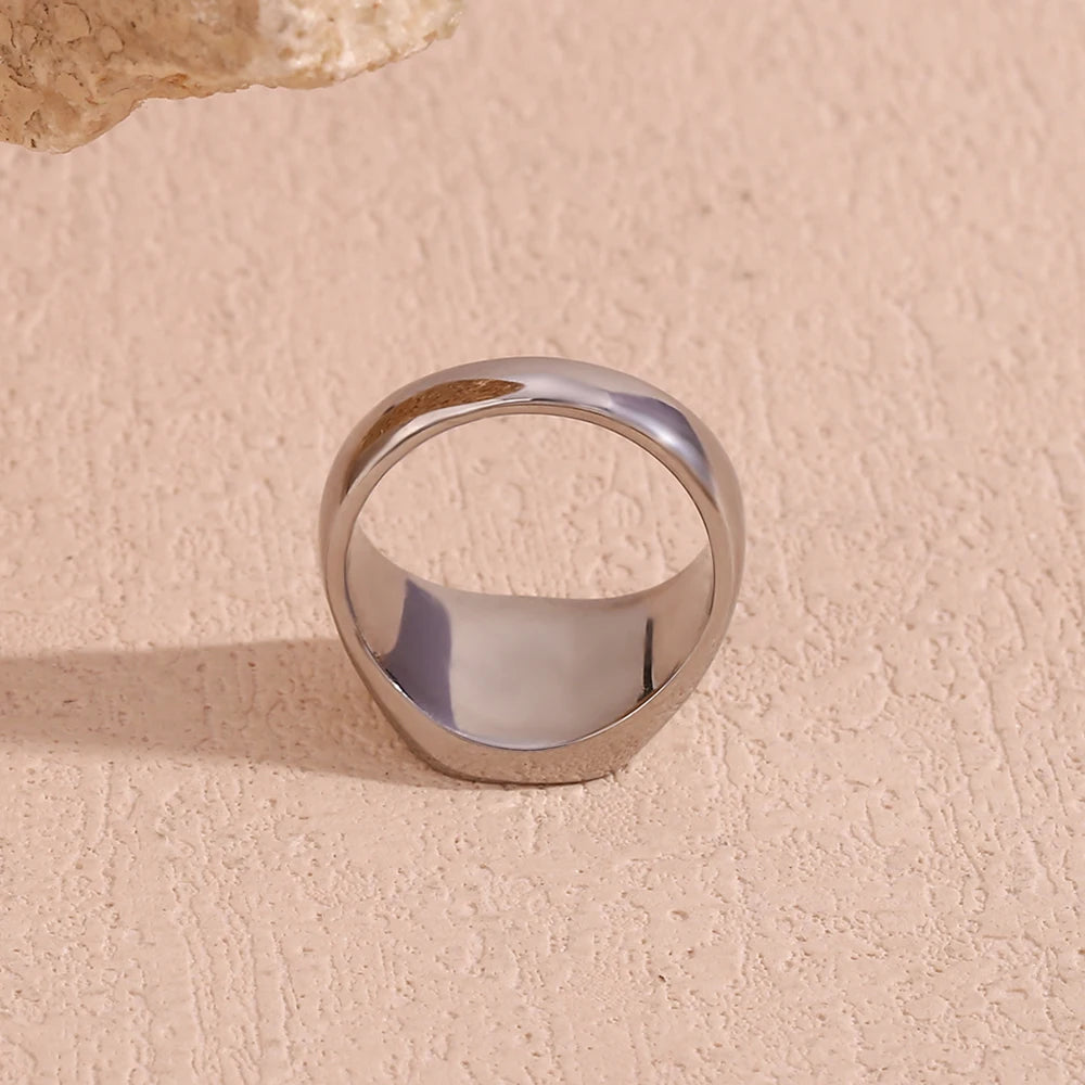 MamacitaSlay Unique Fingerprint Swirl Ripple Gold Silver Colour Rings Womens Stainless Steel Tarnish Free Jewelry Accessories