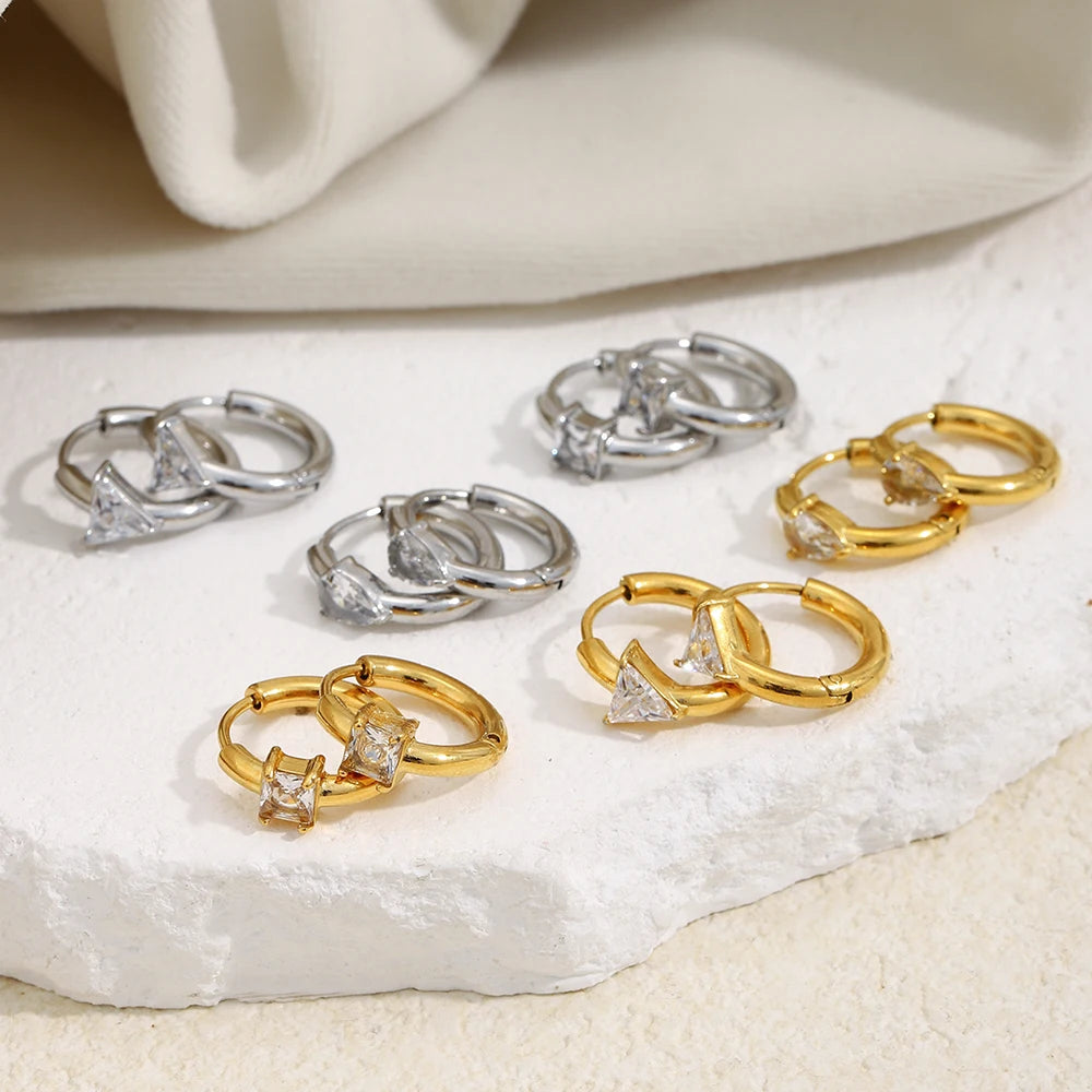 MamacitaSlay 316l Stainless Steel Zircon Hoop Earring 18K Gold Plated Waterproof  Minimalist Jewelry for Women 2026 Trend Gift