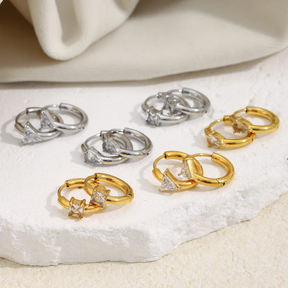 MamacitaSlay 316l Stainless Steel Zircon Hoop Earring 18K Gold Plated Waterproof  Minimalist Jewelry for Women 2026 Trend Gift