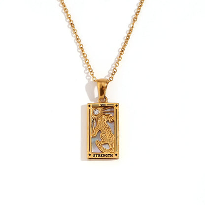MamacitaSlay 316L Stainless Steel Zircon Tarot Necklace 18K Gold Plated Waterproof Jewelry Women's Creative Elegant Necklace
