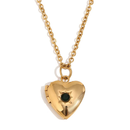MamacitaSlay New Design Twelve Birthstone Heart Can Paste Photo Frame Pendant Women's stainless steel necklace  jewelry Gifts