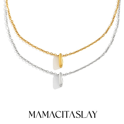MamacitaSlay 316L Stainless Steel Letter Pendant Necklace Waterproof 18K Gold Plated Neck Jewelry Women's Minimalist Necklace