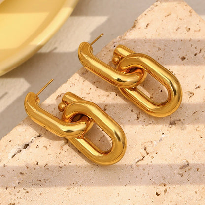 MamacitaSlay Classic 18K Gold Plated Stainless Steel Geometric Earrings Party Minimalist Waterproof Jewelry Women's Charm Gift