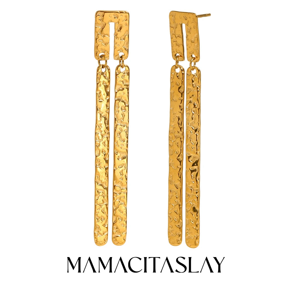 MamacitaSlay Vintage U-Shaped Rectangular Drop earrings women Gold Plated Waterproof 316L stainless steel jewelry woman
