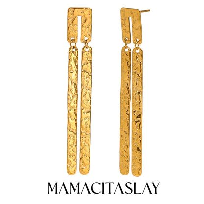 MamacitaSlay Vintage U-Shaped Rectangular Drop earrings women Gold Plated Waterproof 316L stainless steel jewelry woman