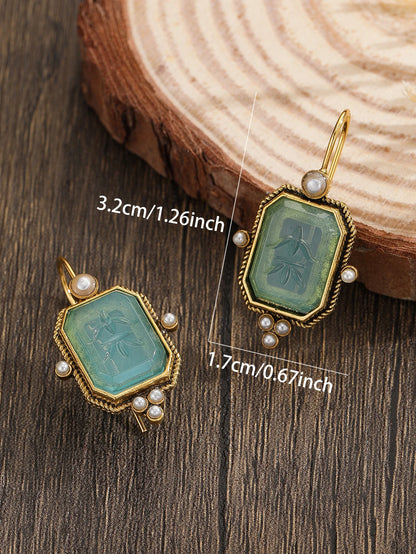 Elegant Vintage Geometric Pearl Pendant Drop Earrings
